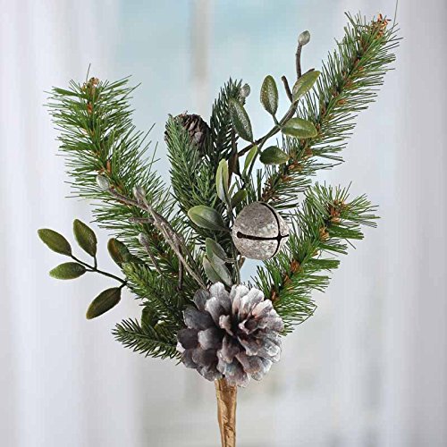 Factory Direct Craft Wintry Artificial Pine and Frosted Jingle Bell Spray for Home and Holiday Decorating and Embellishing