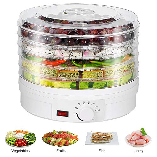 Food Dehydrator,5 Trays Fruit Vegetable Nuts Dryer, Temperature Preset Food Preserver for Fruits,Vegetable,Beef Jerky Maker