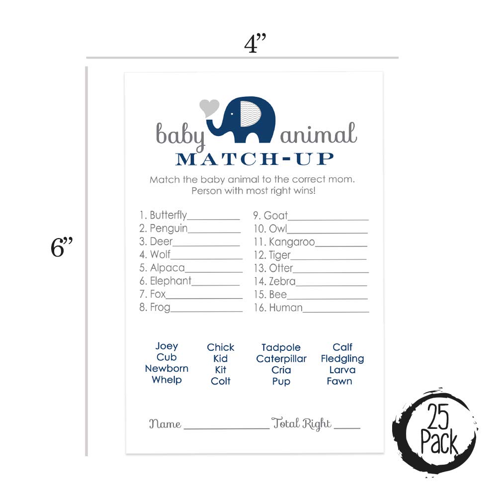 Amazon Com Navy Elephant Baby Shower Games Animal Match Trivia For Amazon Com Navy Elephant Baby Shower Games Animal Match Trivia For