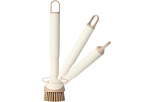 1pc Dish Brush with Handle - Stiff Bristles for Sink, Pots, Pans - Durable Plastic Kitchen Scrubber for Cleaning, Reusable & 