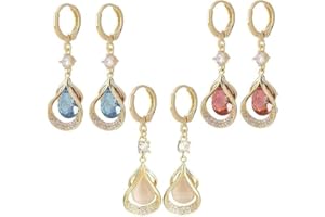 DIOWUS Lymph Flow Magnetogen Earrings, Flysmus Halolux Lymphatic Magnetotherapy Germanium Lymphvity Drainage Acupuncture Slimming Hoop Earrings Fashion Oval Jewelry Gift For Women(White+Blue+Red)