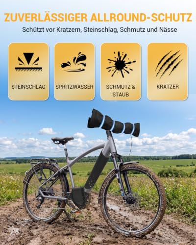 OlaVeg 3-Piece E-Bike Transport Protection Set for Handlebars Motor and Battery | Electronic protection protects against rain, splashes of water, dirt, nylon and neoprene, universal for e-bikes, black