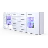 Vladon Sideboard La Paz Weiß Hochglanz - Made In Germany Kommode Mit Push-to-Open