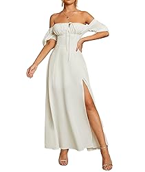 KUTUMAI Women's Summer Off Shoulder Maxi Dress Puff
