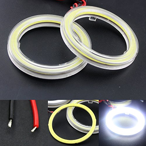 Everbrightt 1-Pair White 60MM 45SMD LED Vehicle Car Angel Eyes Halo Ring Lights Lamps With SHELL