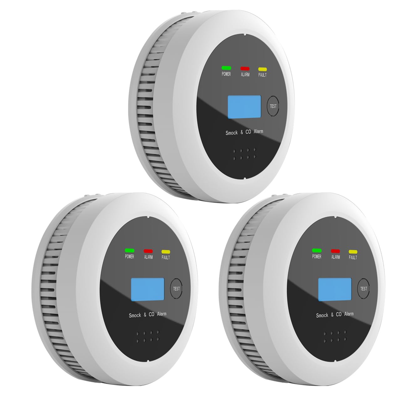 Photo 1 of 3-Pack  And Carbon Monoxide Detector Combo, 2-in-1 Dual Sensor CO & Smoke Alarm, Battery Operated Carbon Monoxide Detectors with LCD Display for Home, Easy to Install
