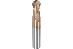 HARFINGTON Ball Nose End Mill 2 Flute 0.5" Diameter 0.5" Shank Tungsten Carbide Spiral CNC Router Bits 1" Cutting Length Sing