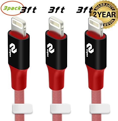 Lightning Cable,Zeyaa Reversible lightning USB cable 3ft 3-Pack Lightning Data Sync and Charger USB Cable For iPhone 7/7 Plus/6/6 Plus/5S/SE, iPad Air/Air2, iPad Mini3 Mini4, iPad Pro And More-Nacarat