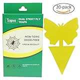 Trapro Dual Sticky Fly Traps for Houseplant Fly Insect Control, Non-Toxic and Eco-Friendly - 20 Pack / Butterfly Shape