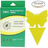 Trapro Dual Sticky Fly Traps for Houseplant Fly Insect Control, Non-Toxic and Eco-Friendly - 20 Pack / Butterfly Shape