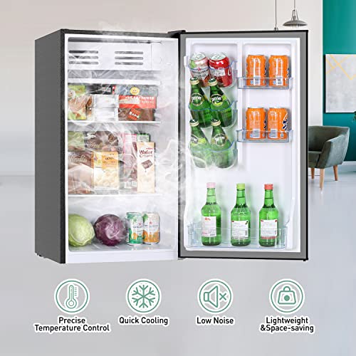 Frestec Mini Fridge with Freezer, 3.1 Cu.Ft Mini Refrigerator with Easy Defrost