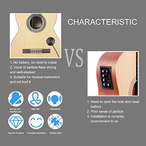Randon Acoustic Guitar Pickup Piezo Contact Pickup for Guitar Ukulele Violin, Mandolin, Banjo, Cello, Kalimba, Harp.
