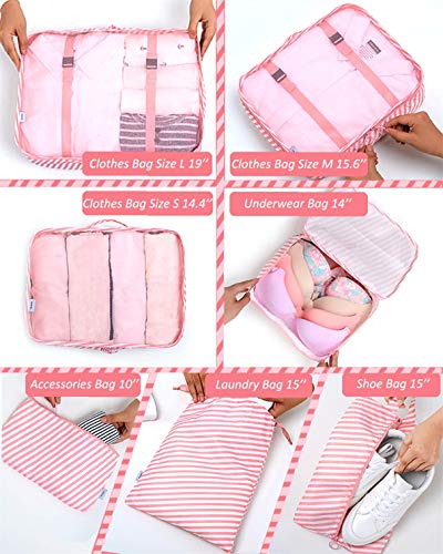 image for PACTIVE Packing Cubes for Travel, 6/7/8/9 Set Luggage Organizer With S