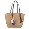 COOFIT Straw Bags Beach Bags Pompom Shoulder Bags Straw Purse Summer Woven Bags Tassel Bags 51tZYgwNddL