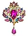 Danbihuabi Clear Glass Flower Brooch Pin Jewelry 5 Syles (Gold Plated Multicolor)