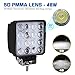 LEMIL - 48W 5D Lens LED Work Light 12V Flood Light Off Road Flood Beam Lamp with Magnetic Base Waterproof Emergency Light for SUV Truck Boat Bar Lamp 12V 24V