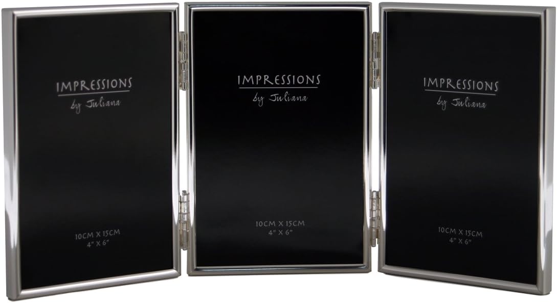4x6" Silver Plated 'Triple' Photo Frame with 'Thin Edge' Design by Living Images