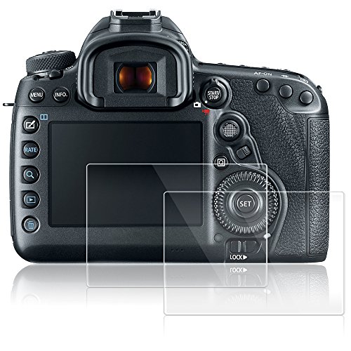 AFUNTA Screen Protectors Compatible Canon EOS 5D MK IV Mark 4, 2 Packs Anti-Scratch Tempered Glass Protective Films for DSLR Digital Camera