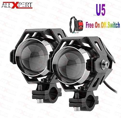 Allxpert U5 CREE LED Driving Fog Light Fog in Aluminum Body with Switch and Mounting Brackets for All Motorcycles, ATV and Bikes and Cars (10W, White Light, 2 PCS)