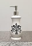 Tuscany Fleur De Lis, Just Black & White LOTION DISPENSER,, 6-3/4