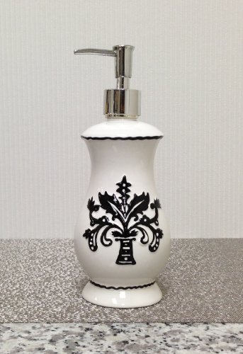 Tuscany Fleur De Lis, Just Black & White LOTION DISPENSER,, 6-3/4