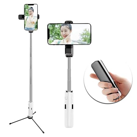 MiniGreen Mini Selfie-Stick mit Faltbare Stativ, 90° Drehung Extendable Bluetooth Selfie-Stange, Eingebautem Wireless Shutter