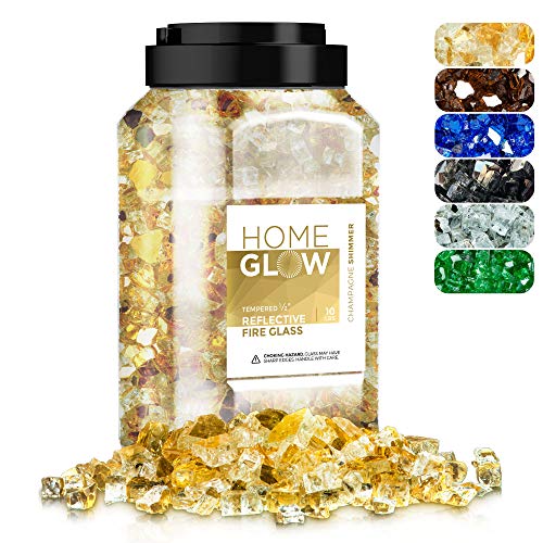 HOMEGLOW Fire Glass Reflective Tempered Fireglass for Gas or Propane Fire Pit or Fireplace