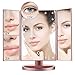 Makeup Mirror,Aiskki 10X/3X/2X/1X Magnification Mirror,180° Adjustable Rotation Vanity Mirror,Trifold Vanity Mirror,22 LED Lights,Touch screen adjustment brightness,Dual Power Supply Cosmetic Mirror