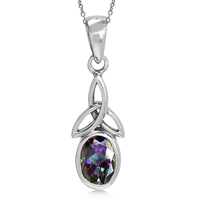 thumbnail image 2 of Emerald Ring January Birthstone Ring Silvershake Natural Garnet Triquetra Celtic Knot Ring - White Gold Plated 925 Sterling Silver Celtic Jewelry Gifts Garnet Ring 2 of 11