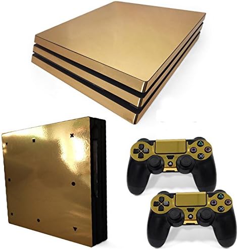 Amazon Com Wps Protecive Vinyl Decal Skin Stickers Wrap Cover For Ps4 Pro Console And Dualshock 4 Controller Skin Set Playstation 4 Pro Gold Glossy Video Games