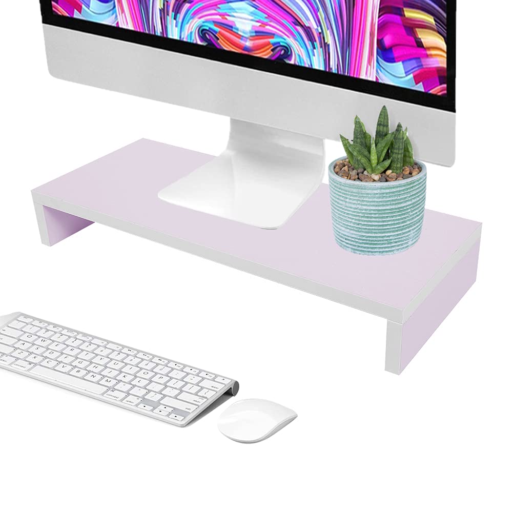 Ejoyous Wood Monitor Riser Stand, 1 Tier PC Laptop Notebook Shelf, 50 * 20 * 7.7cm, Non-slip Computer Laptop TV Stand for Monitor Risen, Black/Light Pink/Wood