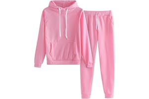 SUMENSUMEN Sweatpants and Sweatshirt Set for Women,2 Piece Tracksuit Outfits Hoodie Sweatshirt and Jogging Sweatpants Suit