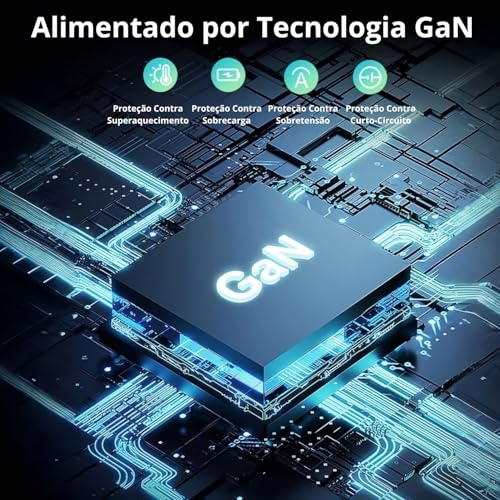 Carregador Turbo 45W + Cabo USB-C de 1m - Carregamento Rápido e Eficiente para iOS, Android, Tablets - Tecnologia GaN, Segurança Garantida