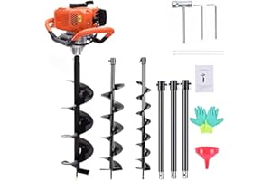 TUOKE 2-Stroke Gas Powered Post Hole Digger Earth Auger Drill 62CC with 3 Auger Bits(3"5"and 8") + Extension Bar for Fence and Planting…