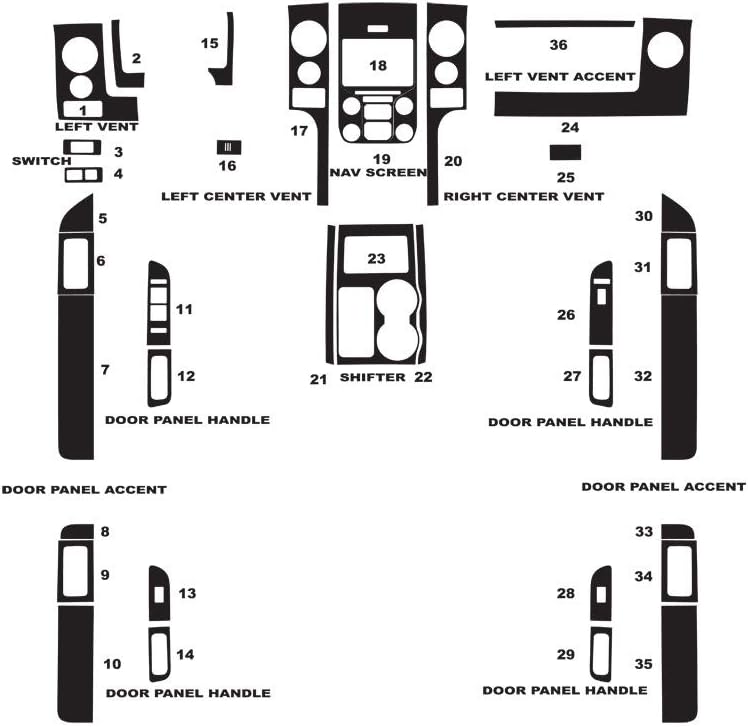 Rvinyl Rdash Dash Kit Decal Trim for Ford F-150 2014-2015 (FX4 / Lariat) - Carbon Fiber 4D (Pink)