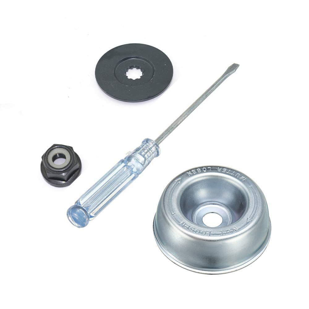 Gardening Machine Lawnmower Stihl Blade Adapter Kit-Thrust Washer, Rider Plate, Collar Nut, Maintenance Screwdriver, Blade Adapter Attachment Maintenance Kit for Stihl String Trimmers Brush Cutter