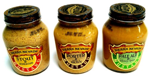Sierra Nevada Mustard 3-Flavor Variety: One 8 oz Jar Each of Pale Ale & Honey Spice, Porter & Spicy Brown, and Stout & Stoneground in a BlackTie Box (3 Items Total)