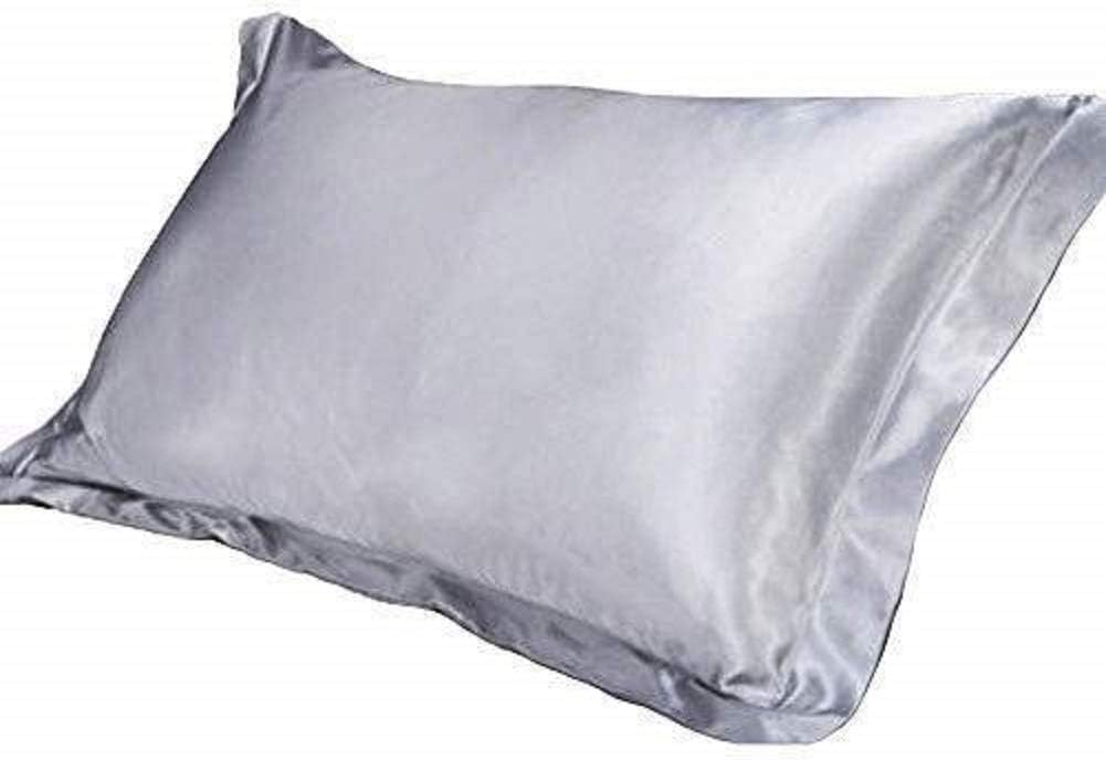 Depory 2pc Standard Silk Satin Pillow Case (grey)