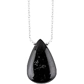 NJCRAFT Pear Natural Cabochon Necklace for Women | Handmade Gemstone Pendant | 8–14 mm Stone | Chain 16+2 Inch Adjustable