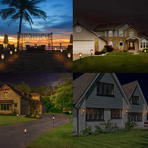 FUDESY 4-Pack Solar Torch Lights,Flickering Flames Lamp LED Outdoor Spotlights Landscape Decoration Lighting Dancing Flame Auto On/Off Dusk to Dawn Security Torches Light for Pathway Garden,FDS96PCS4