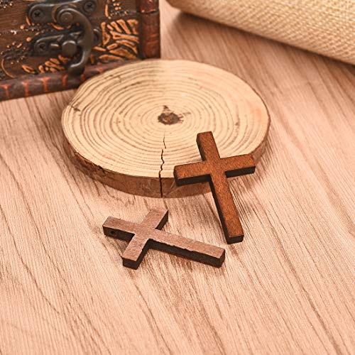 LANBEIDE Bulk 100 Pieces Wood Cross Charms Pendants for Jewelry Making DIY Natural Wood Cross Party Crafts DIY Jewelry Projects - Thumbnail 2
