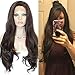 ANOGOL Hair Cap+Natural Wave Brown Synthetic Lace Front Wig Long Women's Wigs Brown Lace Front wig for Women (Brown)