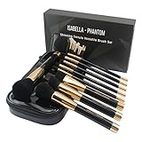 ISABELLA PHANTOM 9 Pcs Professional Premium Makeup Brush Set Synthetic Kabuki Foundation Brush with Cases (black) for Women