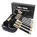 ISABELLA PHANTOM 9 Pcs Shinning Ferrule Makeup Brush Set with Designer Case (black) for Women