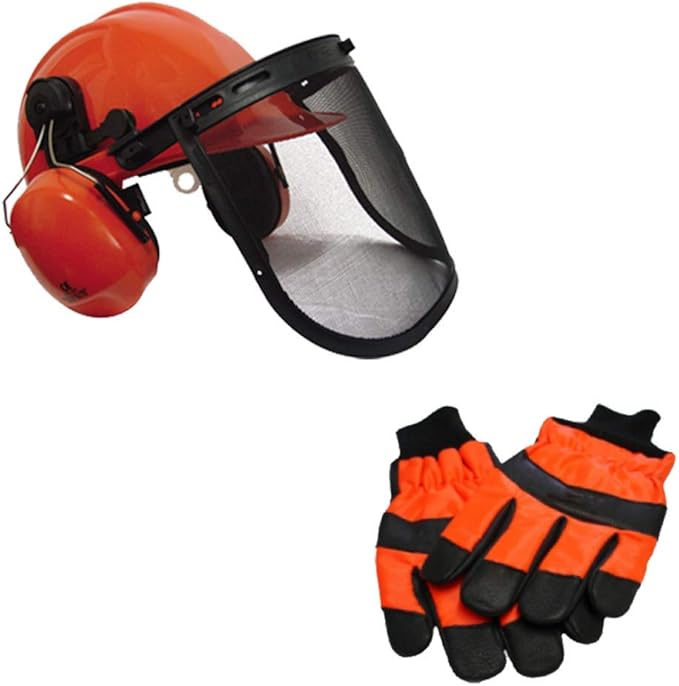 Chainsaw Safety Helmet/Hard Set & Extra Large Gloves Amazon.co.uk
