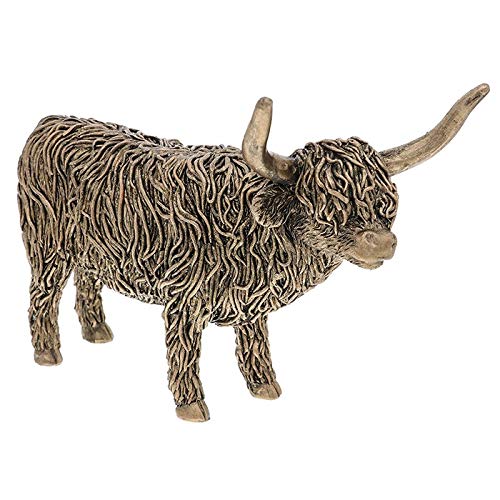 SC Gifts Fantastic Highland Coo Bronze Style Cow Figurine Ornament Statue New & Boxed (Standing)
