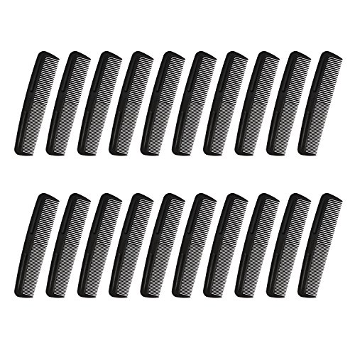 Cubaco 5 Inch Hair Comb Pocket Size Comb Perfect for Travelling, Black (20 Pack)