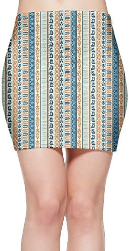Xiaoyaooins Woman's Skirt Tight Cotton Casual Slim Ancient Vintage Ethnic Pattern With Native American Ease In To Comfort Stretchable Sexy Pencil Skirt S