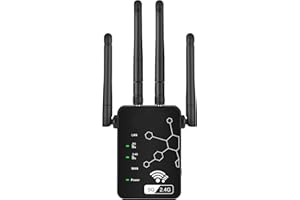 WiFi Extender 1200Mbps Booster Wireless Extender 5GHz & 2.4GHz Dual Band WiFi Repeater with 4 Antennas, Easy Setup, 2 Etherne