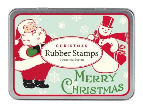 Cavallini 3 Assorted Rubber Stamps Sets, Christmas Santas